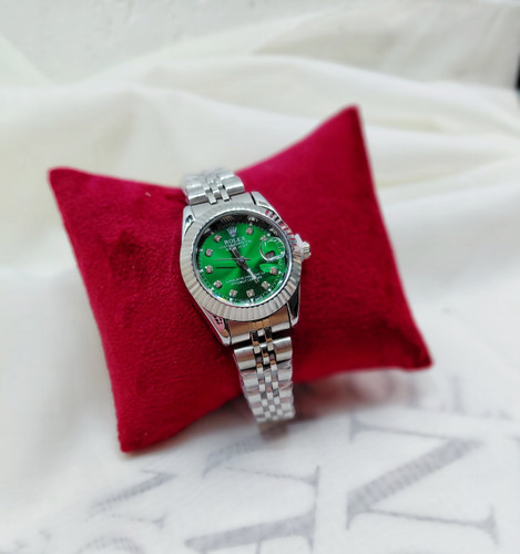 ساعت مچی رولکس Rolex زنانه صفحه سبز بدنه تمام نقره ای