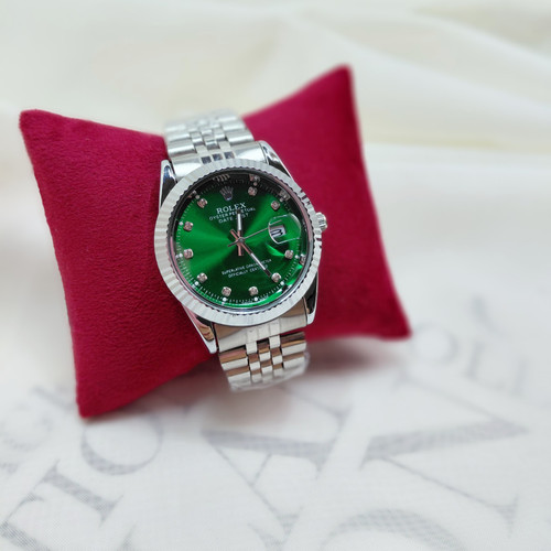 ساعت مچی رولکس Rolex مردانه صفحه سبز بدنه تمام نقرهای