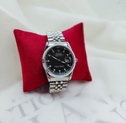 ساعت مچی رولکس Rolex مردانه صفحه مشکی بدنه تمام نقره ای