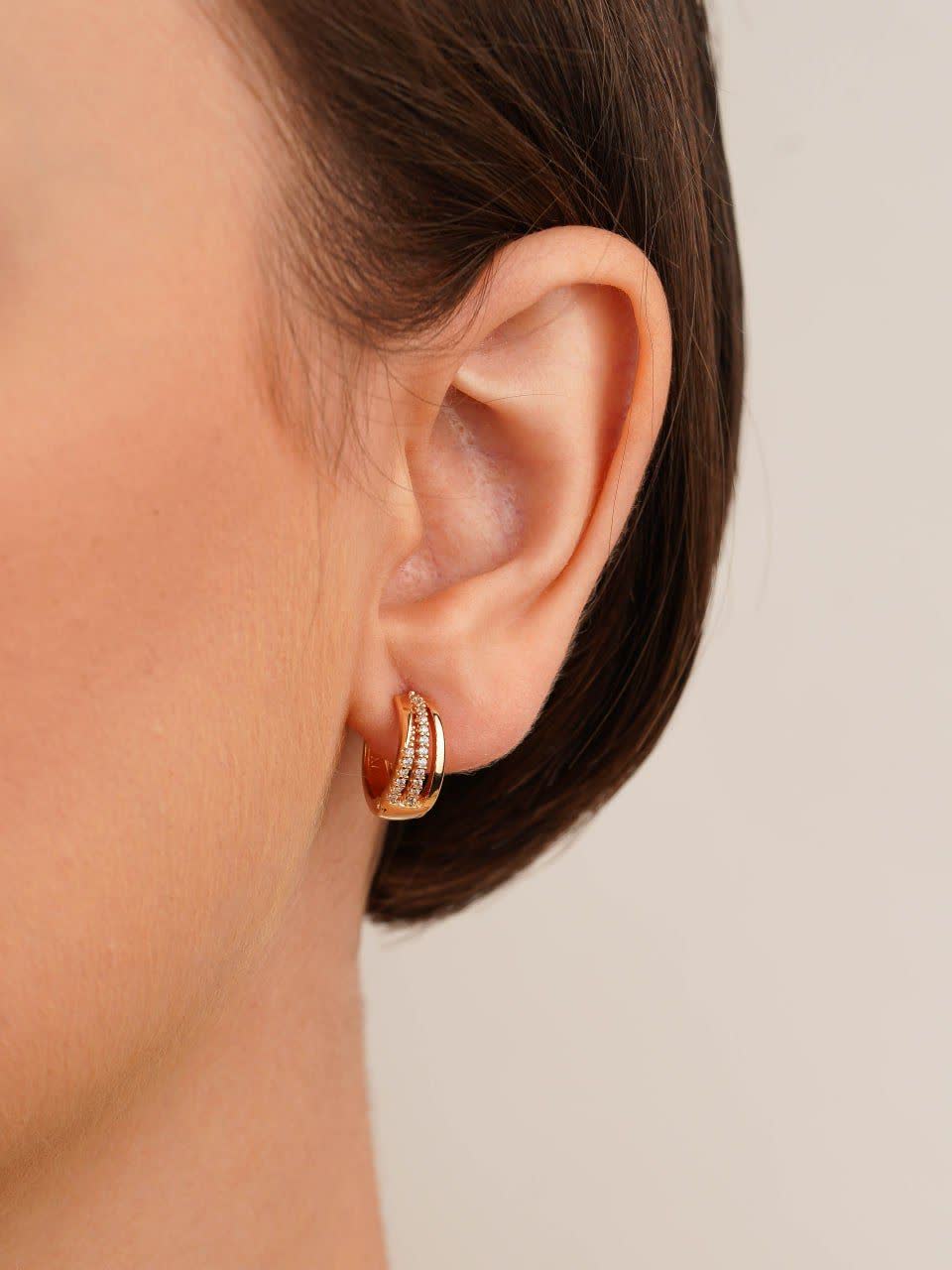 گوشواره حلقه ای نگین دار برند ژوپینگ